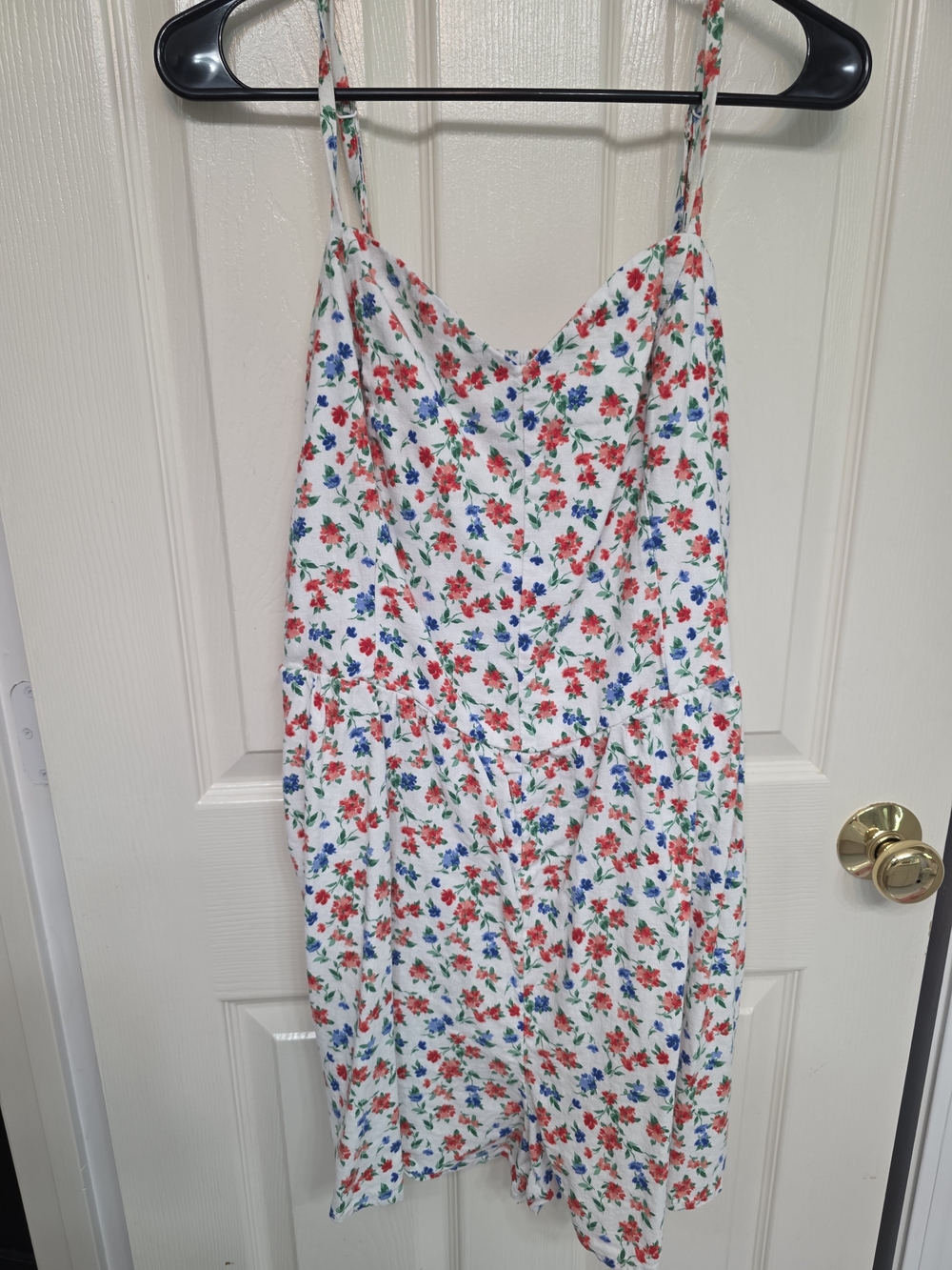 Old Navy White Floral Summer Dress with Red and Blue Blossoms